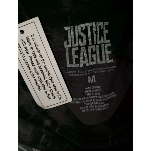Justice League Men T-Shirt Medium Gray Tie Dye Justice League Shield Logo Cotton - Picture 5 of 6